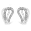 .925 Sterling Silver Pave-Set Diamond Accent Horseshoe Hoop Earrings