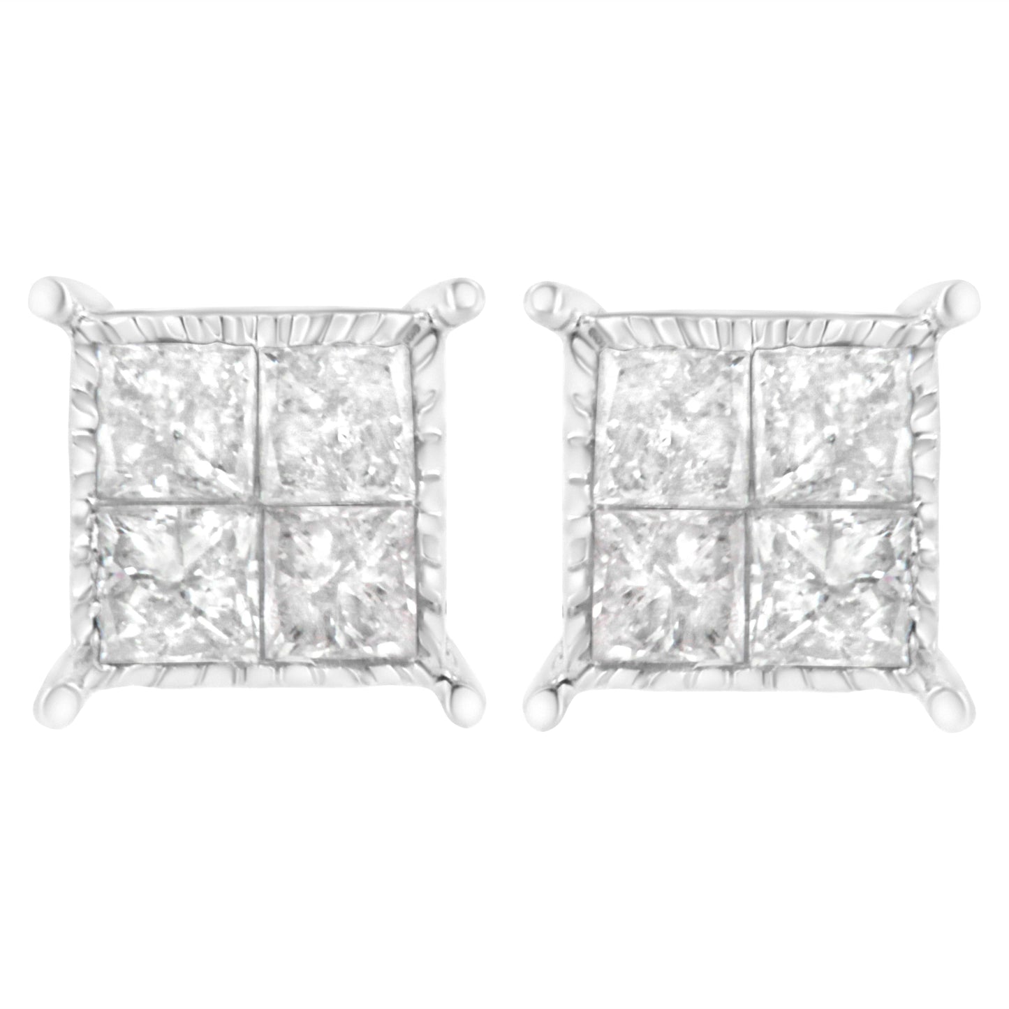 Pendientes de Stud de Diamante Compuesto de Plata Esterlina Elegantes