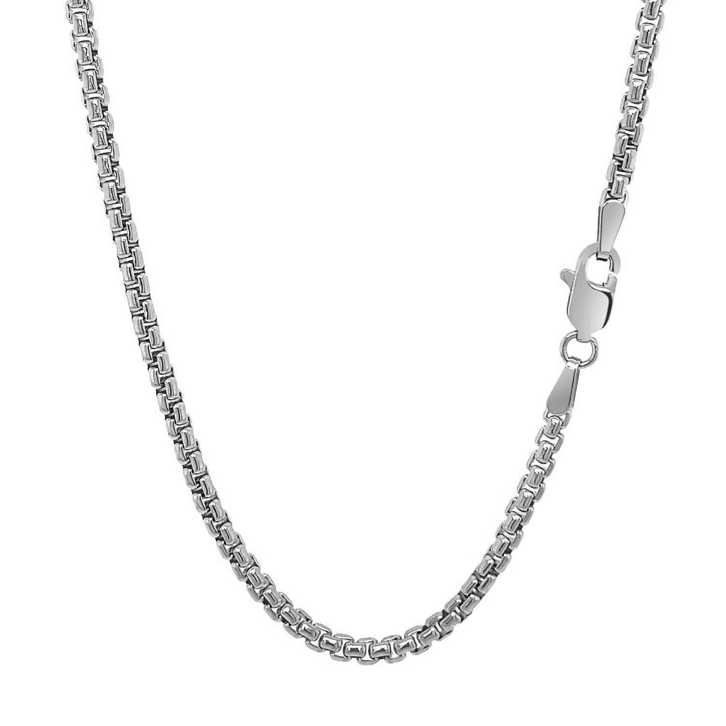 Chaîne en or blanc 14 carats solide en boîte ronde - 2,50 mm