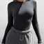 Long Sleeve Crop T-Shirt with Ribbed Texture