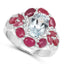 3.54 Carat Aquamarine, Ruby & White Topaz Sterling Silver Ring