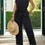 Lace Detail V-Neck Sleeveless Jumpsuit - Korvel