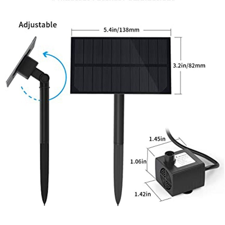 1.5W solar ground mounted fountain outdoor water pool water landscape wall mounted nail style miniature fountain - Korvel