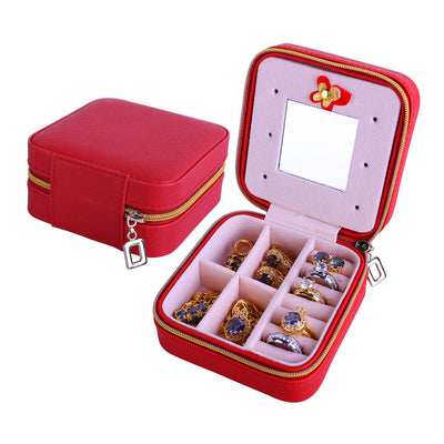 Elegant PU Leather Jewelry Organizer with Mirror