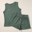 Conjunto de Tank Top de Punto con Bolsillos Parcheados y Pantalones Cortos con Cuerda