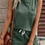 Conjunto de Tank Top de Punto con Bolsillos Parcheados y Pantalones Cortos con Cuerda