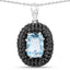 Elegant 6.70 Carat Blue Topaz & Black Spinel Pendant in Sterling Silver