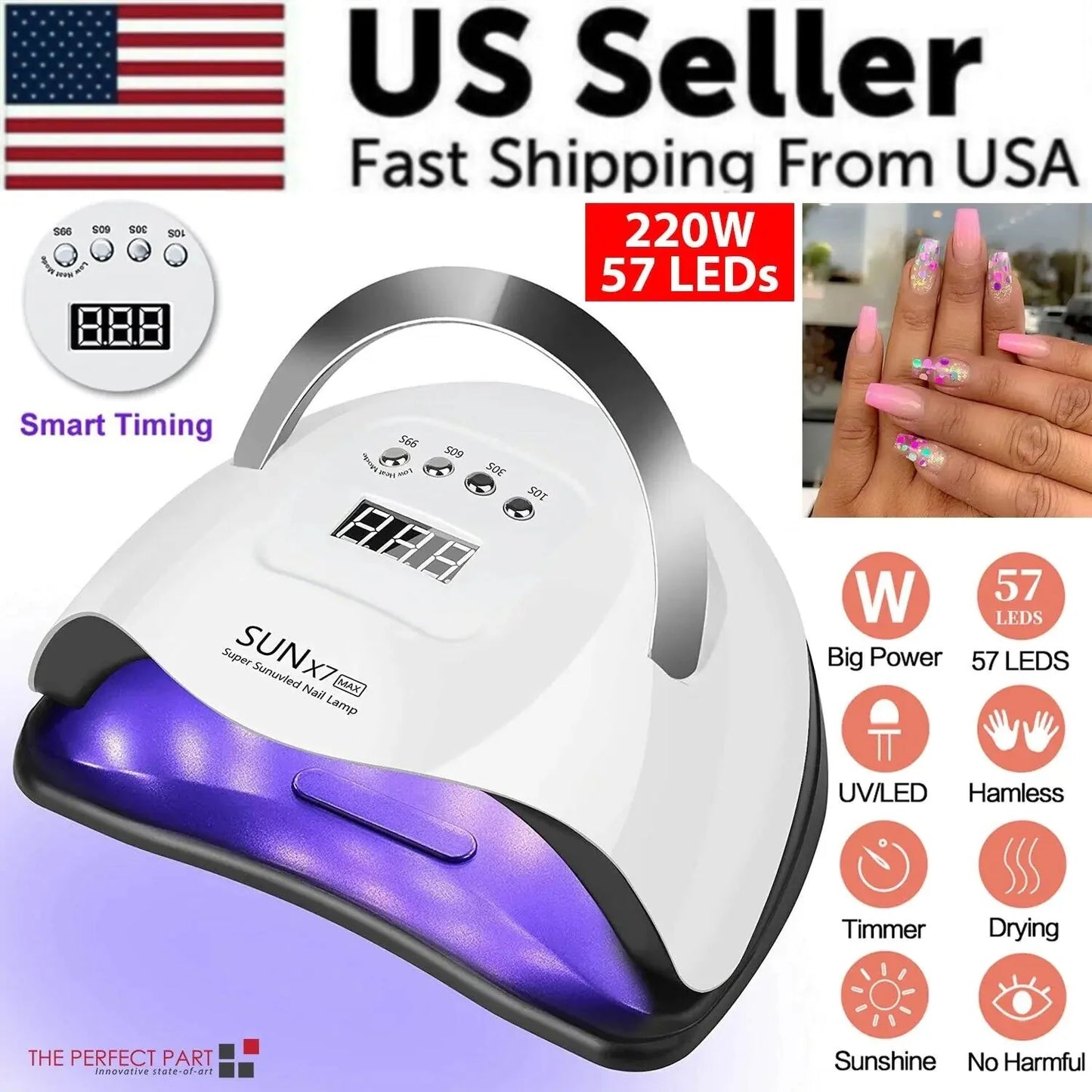 Sèche-ongles LED 220W pour le durcissement professionnel de gel