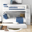 Full over Full Bunk Bed with Trundle and Staircase White - Korvel