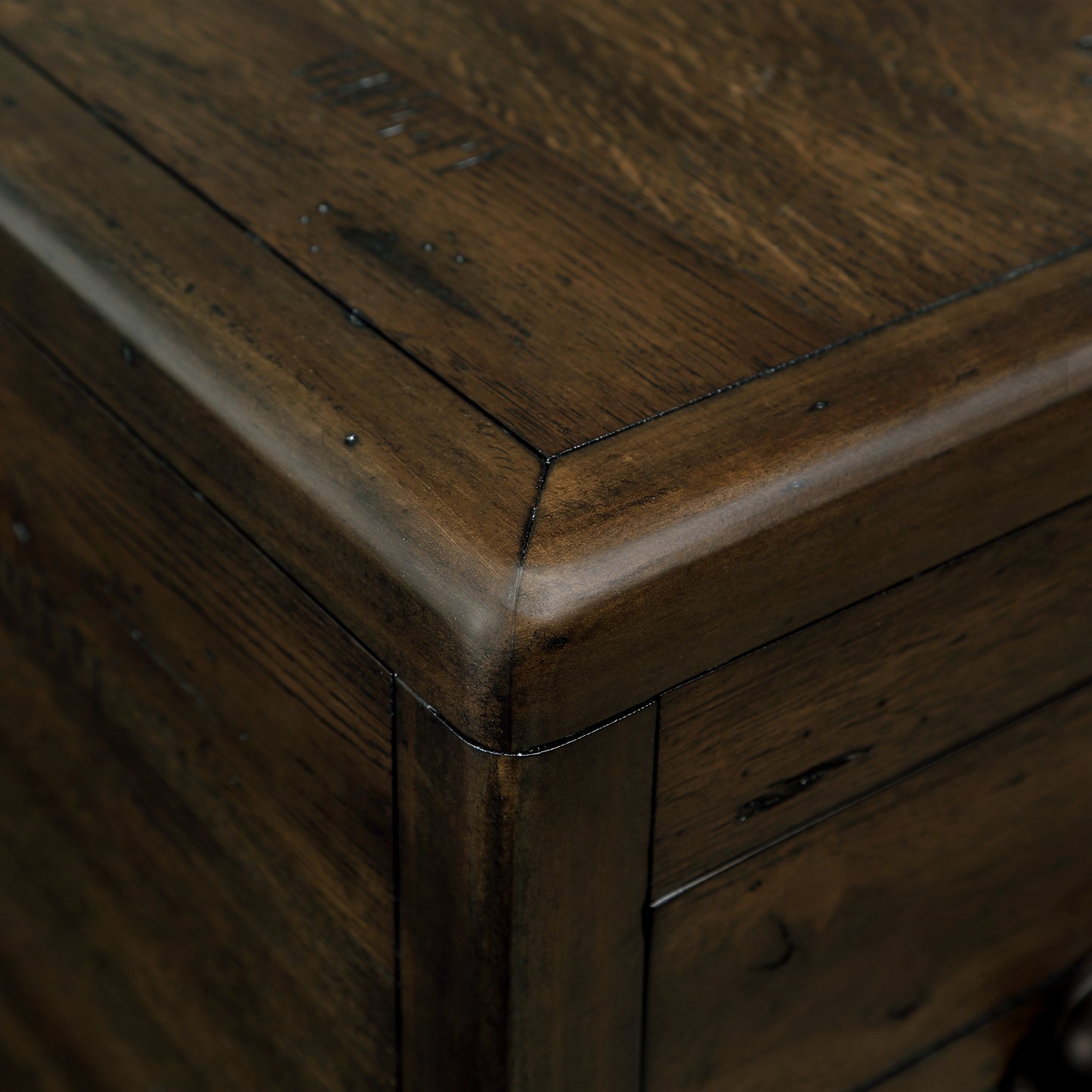 Solid wood end table, rectangular 23.6 inch narrow edge table with drawers, vintage bedside table, Espresso - Korvel