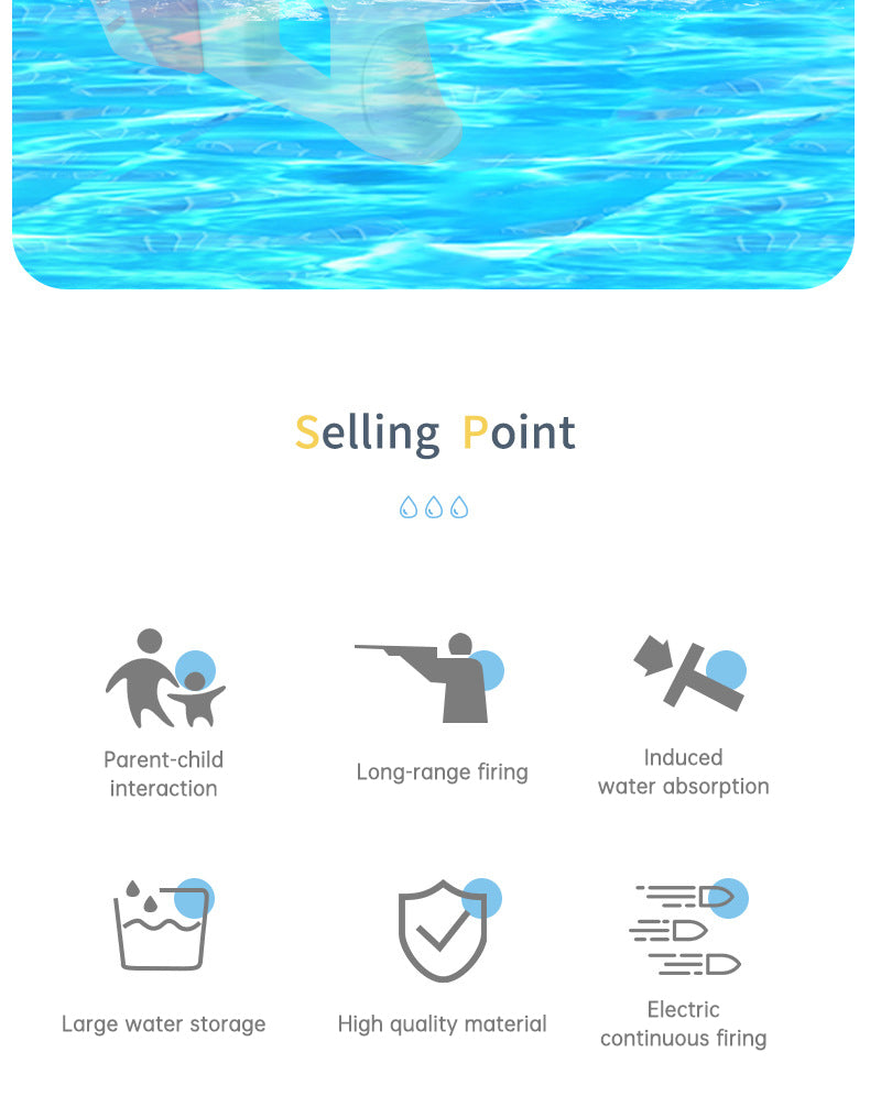 Electric Induction Water Gun Summer Outdoor Toys Automatic Pumping Gun Beach Swimming Pool Water Fight Children's Toy Gifts - Korvel