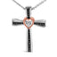Collier Pendentif Croix en Cœur en Argent Sterling Plaqué Or Rose 14K