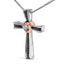 Collier Pendentif Croix en Cœur en Argent Sterling Plaqué Or Rose 14K