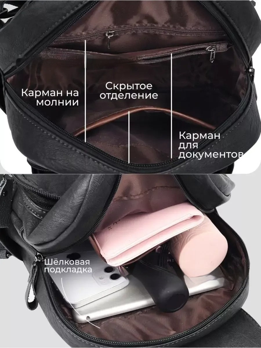 Mochila de Viaje de Cuero Suave para Mujeres Elegante