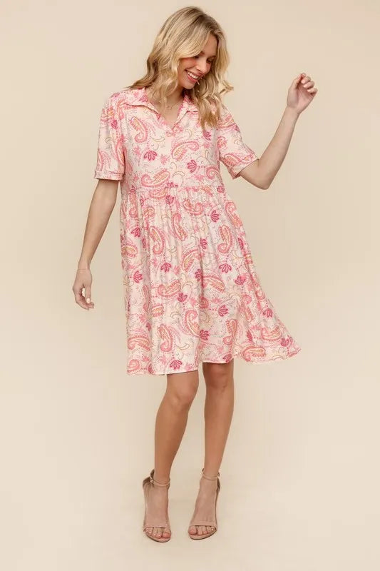 Robe en tricot à imprimé paisley évasée