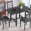 TOPMAX 5-piece square wooden pendant light expandable dining table set with 4 ladder back chairs  Gray - Korvel