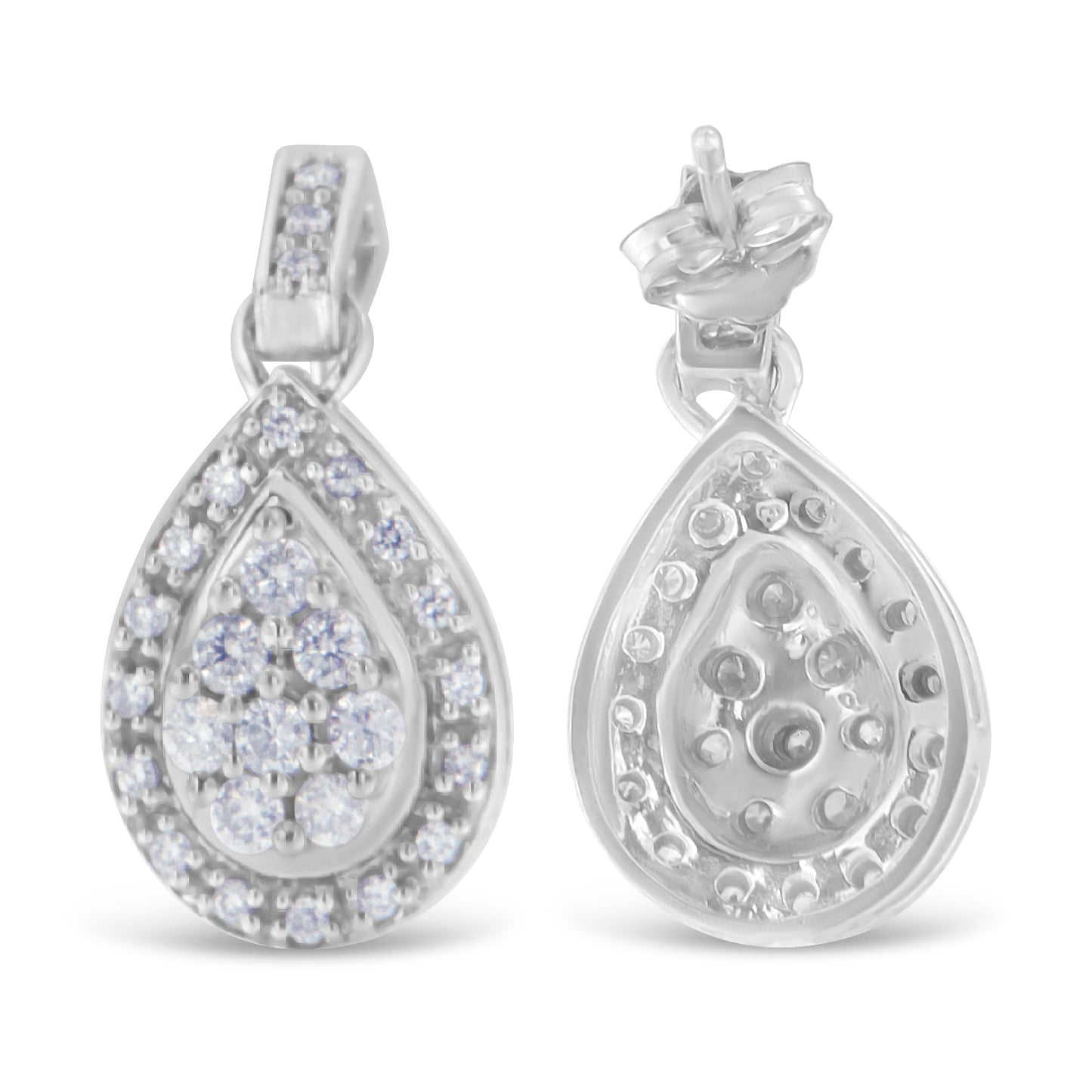 Boucles d'oreilles en diamant taille ronde en or blanc 10k - 0,75 cttw