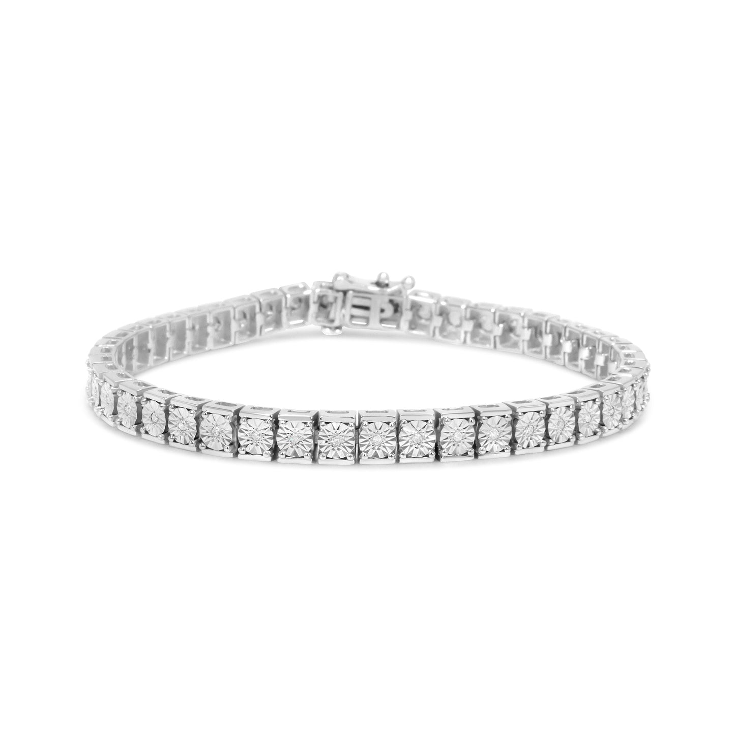 .925 Sterling Silver Diamond Link Bracelet - 1/10 Cttw