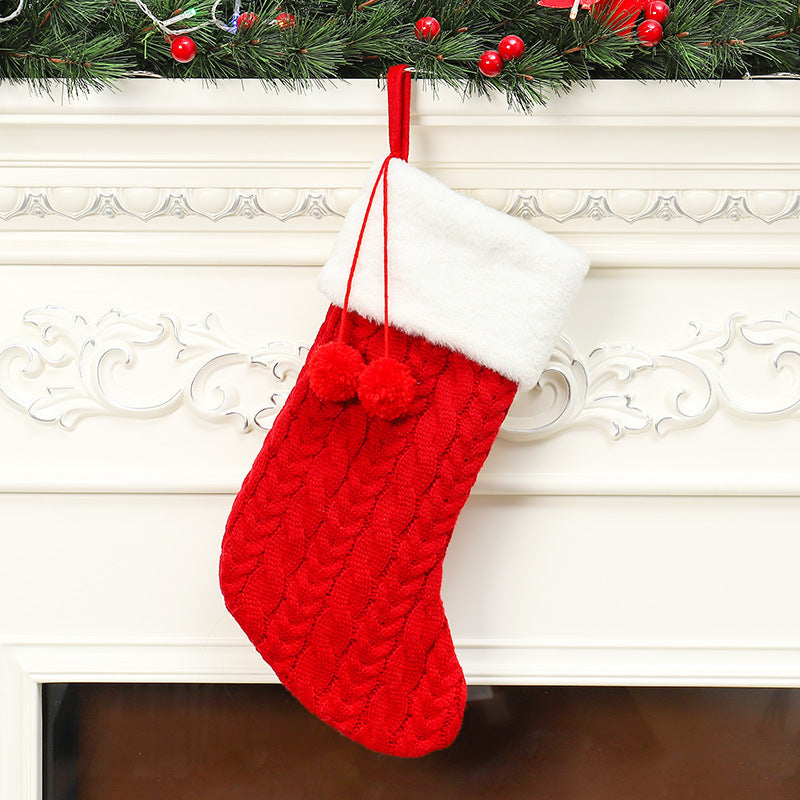 Christmas Decorations Knitted Wool Thick White Wool Socks Hotel Home Christmas Socks - Korvel