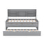 Twin Size Wooden Captain Bed with Built-in Bookshelves,Three Storage Drawers and Trundle Light Grey - Korvel