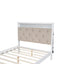 Wood Full Size Platform Bed with Upholstered Headboard and LED and 2 Drawers, Antique White - Korvel