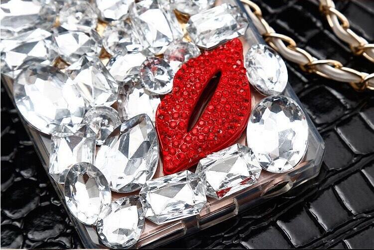For iPhone 13 Pro Phone Cases Rhinestone 6 7 8 Plus Perfume Bottle Protective Cover Flower Lips Lanyard - Korvel