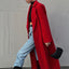 Extra-Long Dark Red Wool Coat for Women