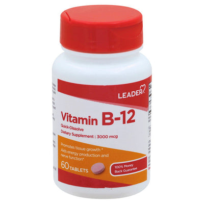 Leader B-12 3000 Mcg Comprimés à Dissoudre Rapidement - 60 Ct