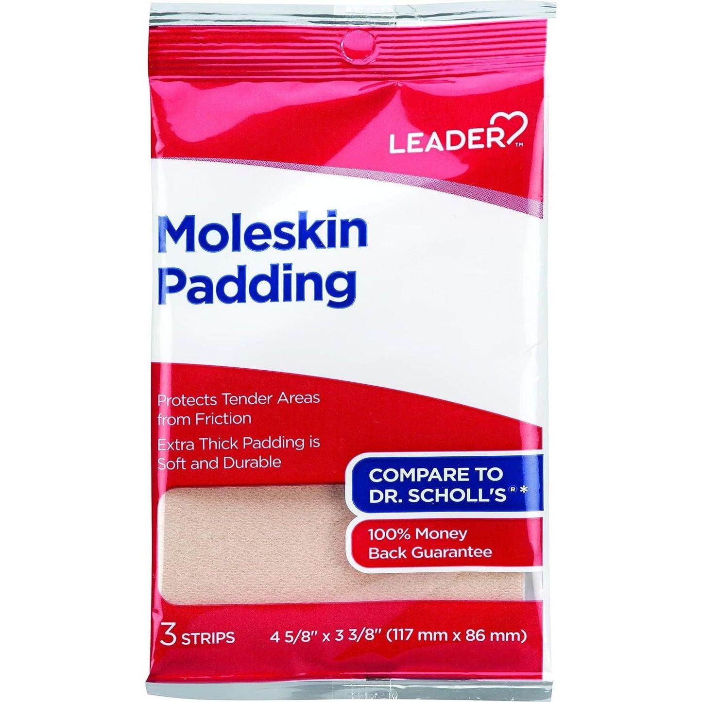 Leader Moleskin Padding Sheets for Foot Comfort, 3 Count