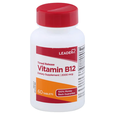 Leader Vitamine B12, 2000 Mcg Comprimés à Libération Prolongée - 60 Comptes