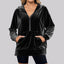 Loose Long Sleeve Zipper Pocket Pleuche Top for Women
