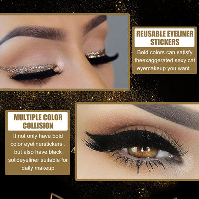New Glitter Self-Adhesive Eyeliner Eyeshadow Sticker Double Eyelid False Eyelashes Waterproof Party Eye Makeup Sticker - Korvel