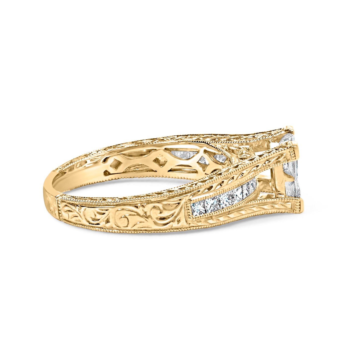 14K Yellow Gold Princess Composite Diamond Engagement Ring - Size 7