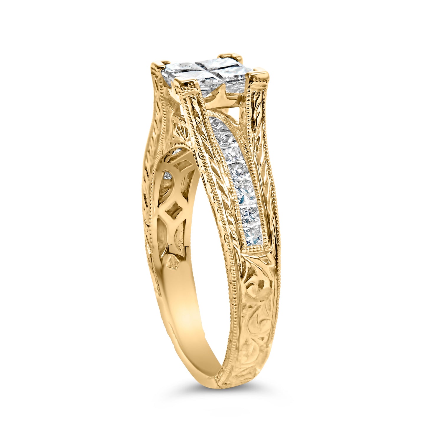 14K Yellow Gold Princess Composite Diamond Engagement Ring - Size 7