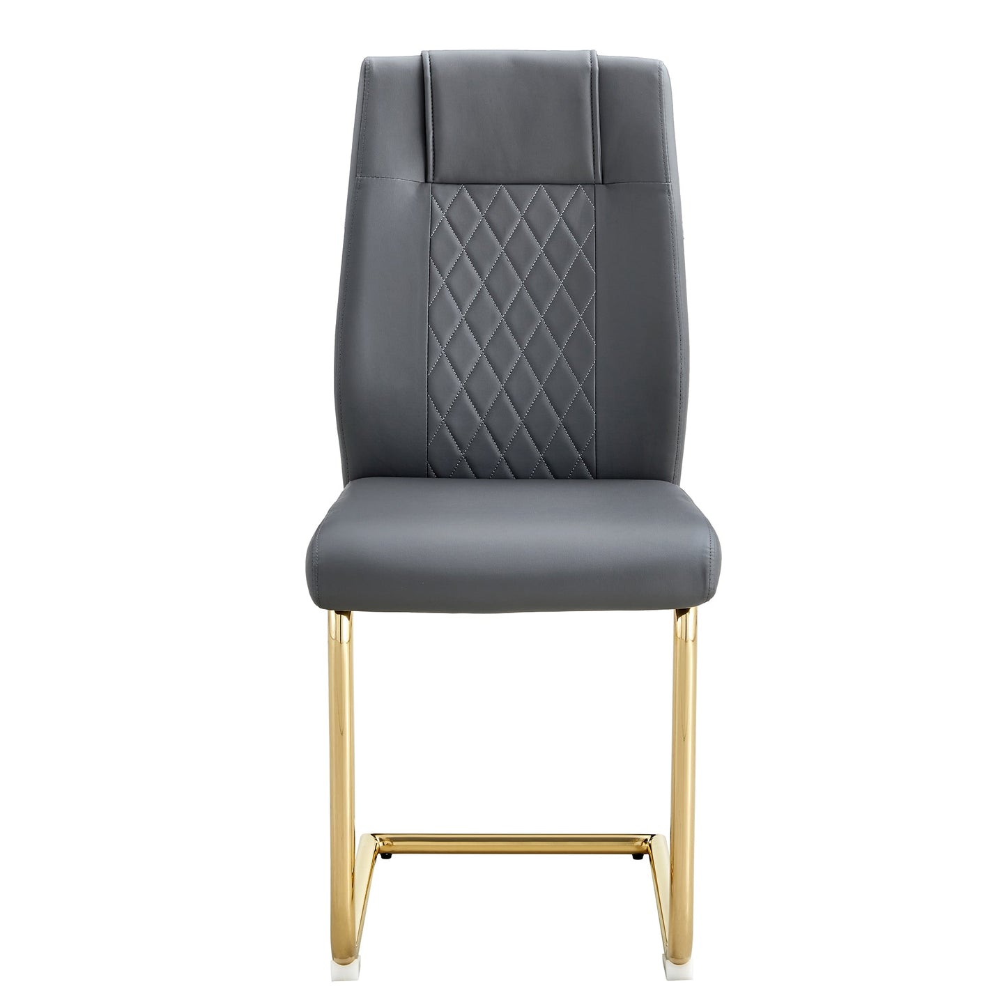 Premium Faux Leather Cushioned Dining Chairs with Metal Legs