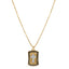 Pendentif en forme de plaque militaire en argent sterling plaqué or jaune 14K avec croix en diamant
