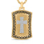 Pendentif en forme de plaque militaire en argent sterling plaqué or jaune 14K avec croix en diamant