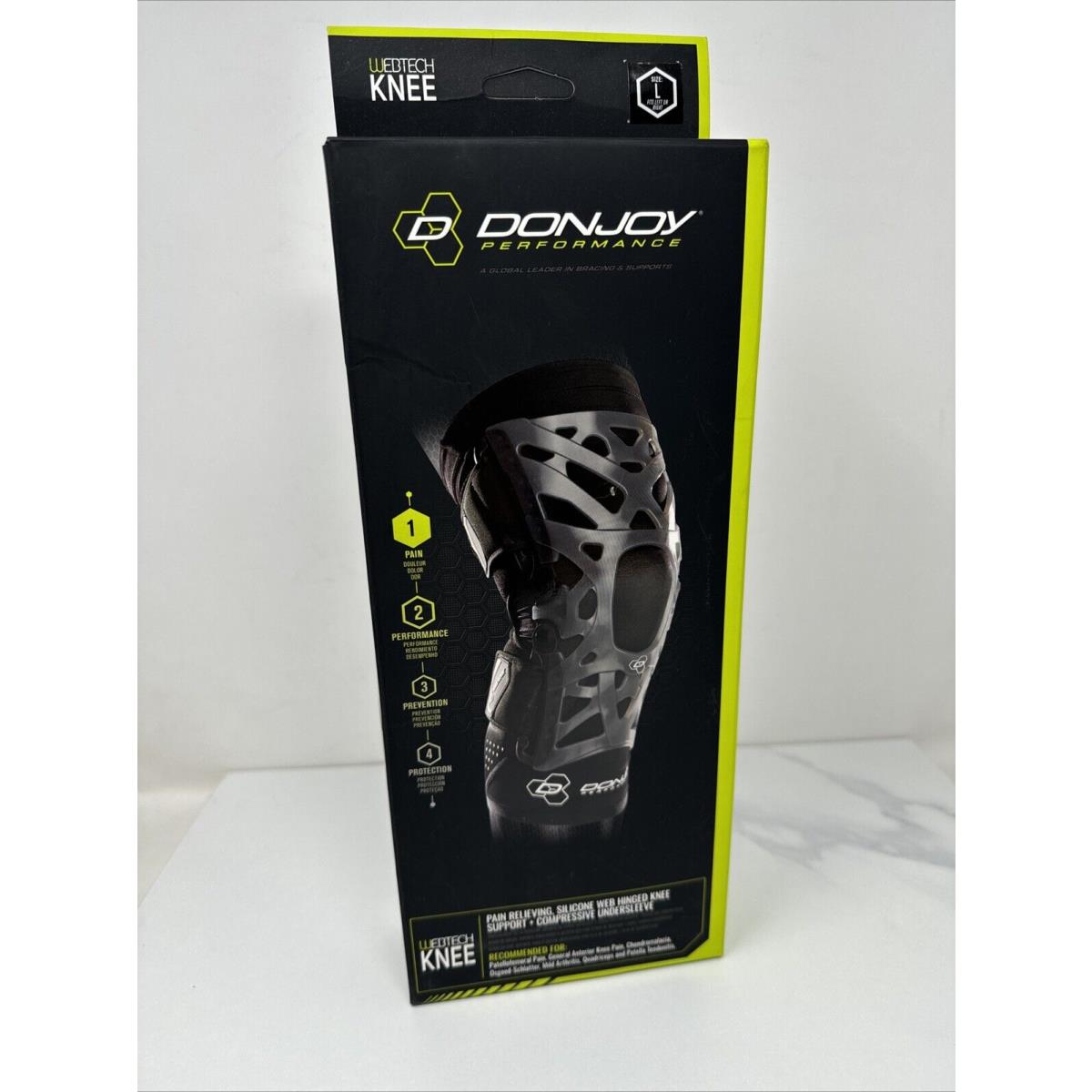 Attelle de soutien du genou DonJoy Performance WEBTECH - Noir, Grand