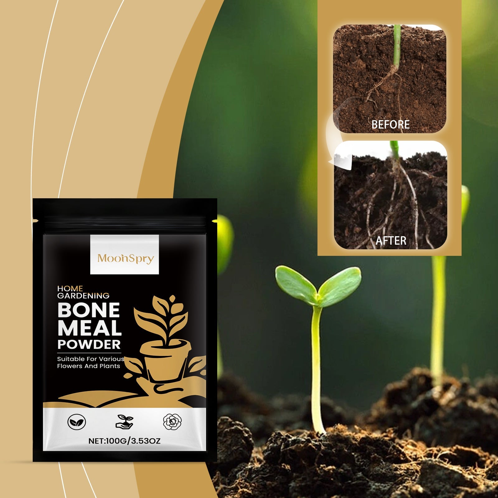 Moonspry Plant Root Powder, Garden Flower Plant Root Supplement Nutrition To Improve Soil Plant Nutrition Powder - Korvel