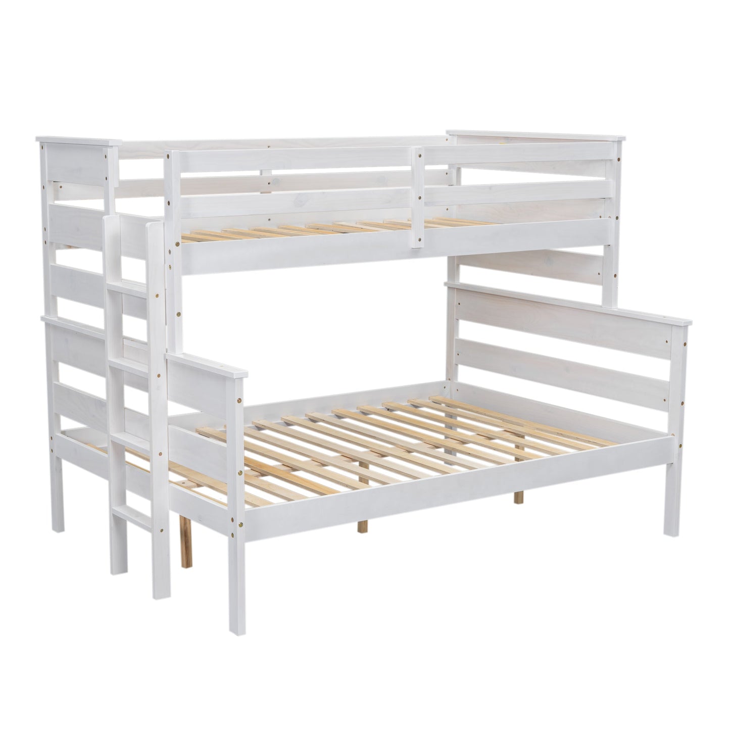 Wood Twin over Full Bunk Bed with Ladder White - Korvel