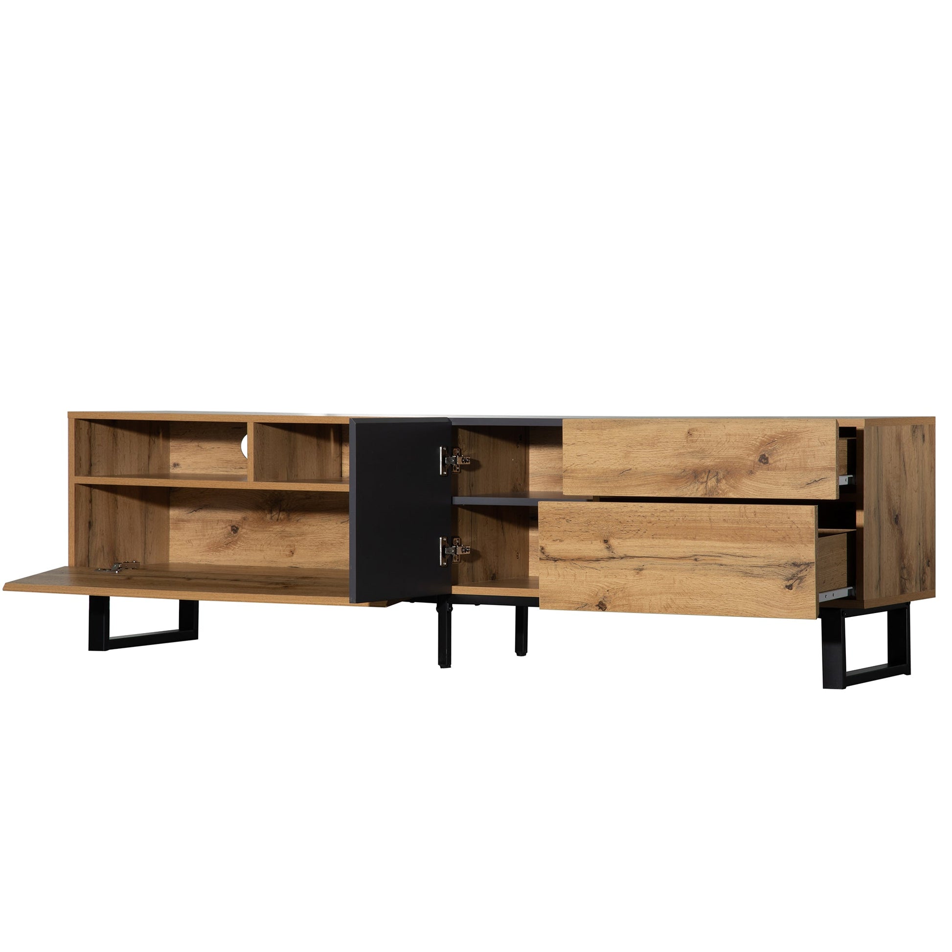 Modern TV Stand for 80'' TV with Double Storage Space - Korvel