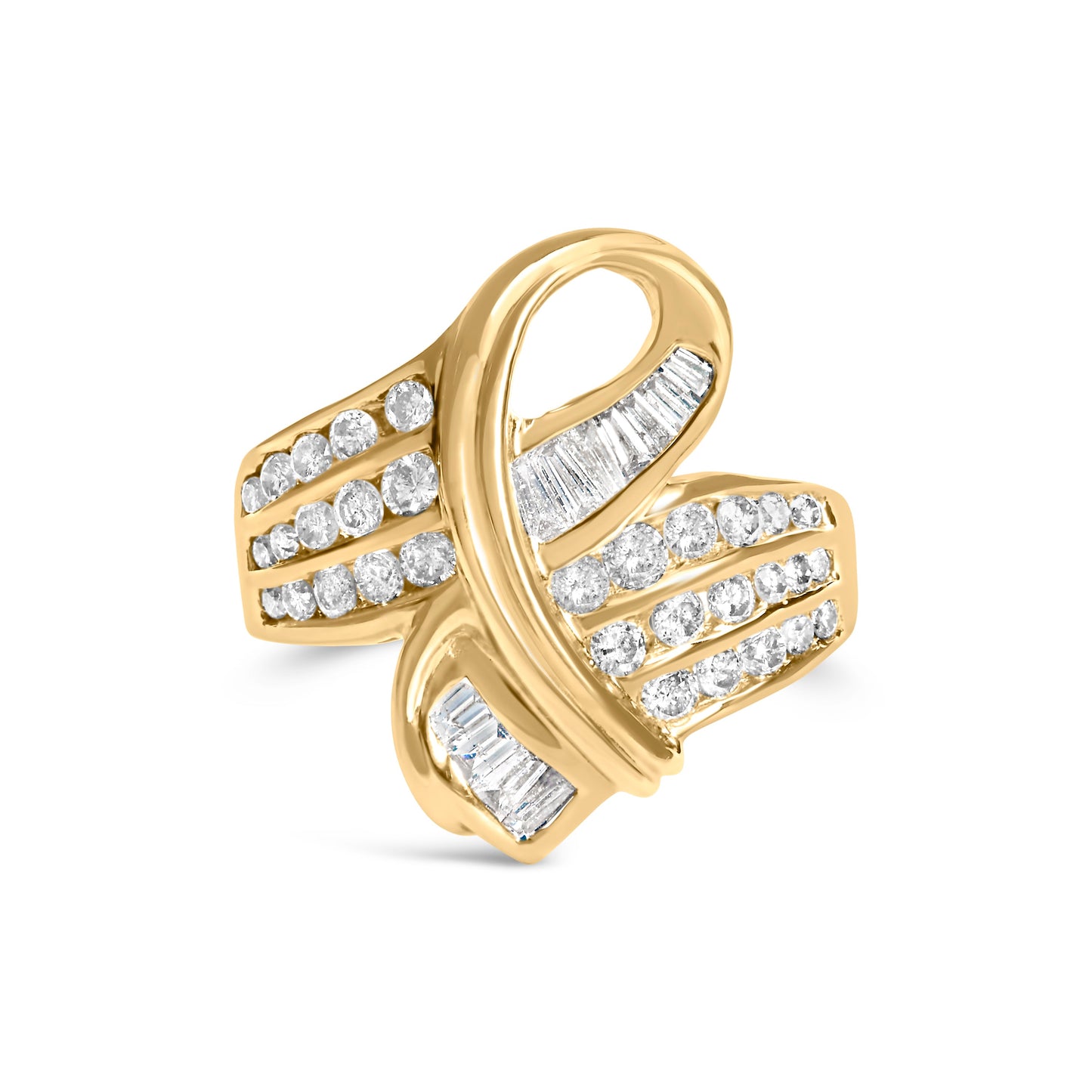 Anillo de cóctel con diamantes en canal de oro amarillo de 14K - Talla 7