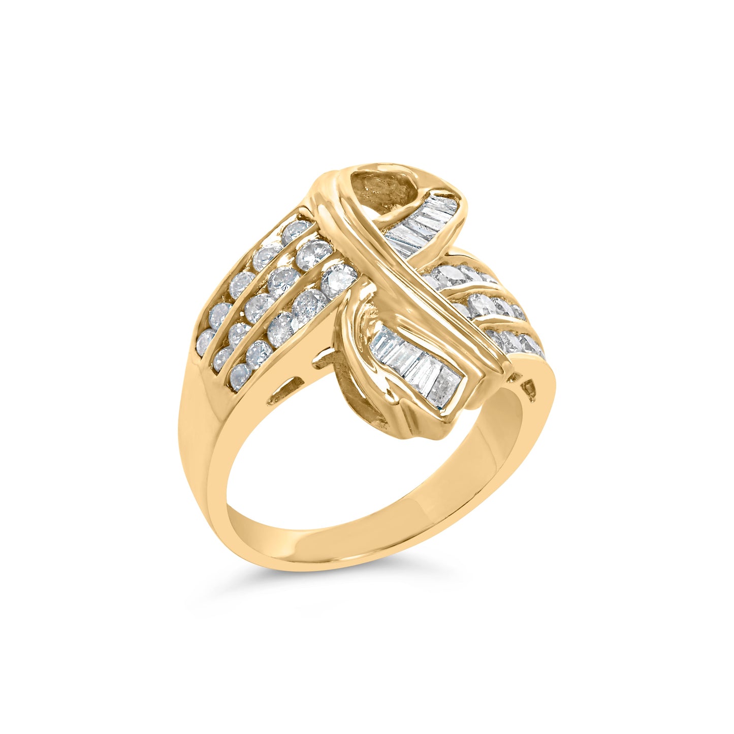 Anillo de cóctel con diamantes en canal de oro amarillo de 14K - Talla 7