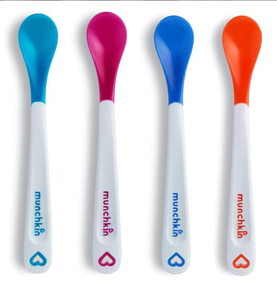 4 temperature sensitive and color changing spoons for babies, full of fun and healthy baby food supplements, soft headed spoons - Korvel