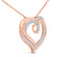 14K Rose Gold Plated Sterling Silver Diamond Heart Pendant Necklace