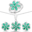 Conjunto de Joyería de Esmeralda y Topacio Blanco de 7.84 Quilates en Plata de Ley