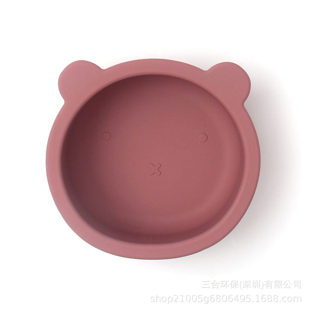 Children's tableware baby bowl children's silicone suction cup bowl bear food supplement bowl - Korvel