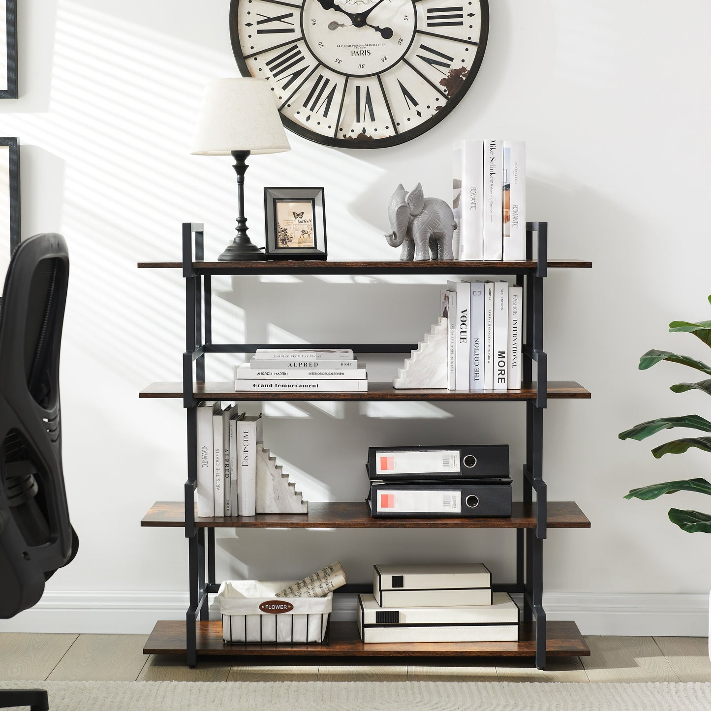 Étagère de bureau industrielle à 4 niveaux