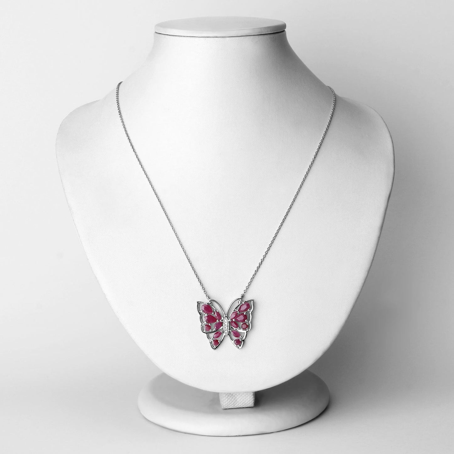 Collier en rubis véritable de 2,88 carats et zircon blanc en argent sterling