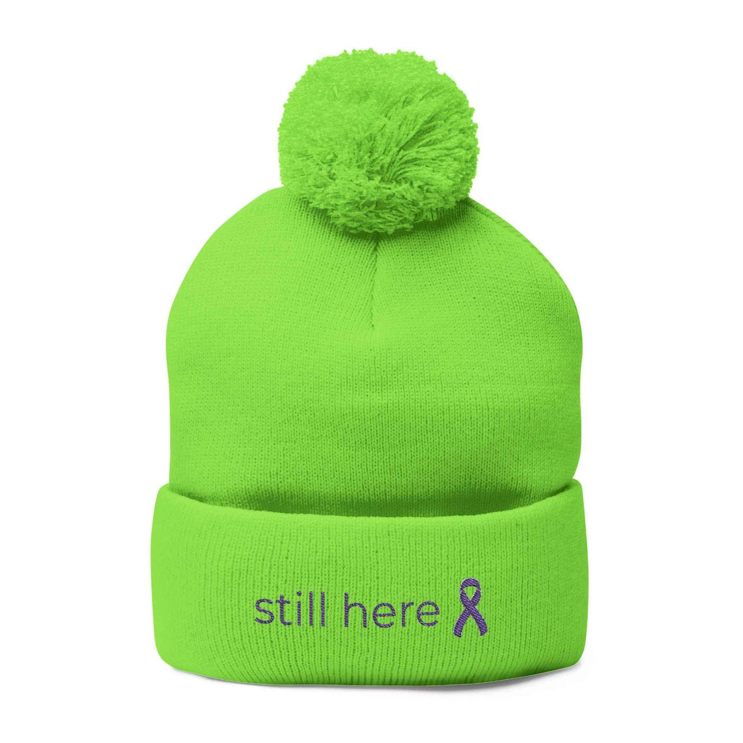 Gorro de Pom-Pom Still Here – Sombrero de Tejido para la Conciencia de la Epilepsia
